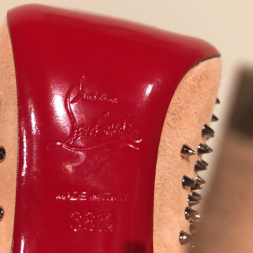 Christian Louboutin Paris Wacarpic 100 Velours Pink suede Pumps studs - Picture 15 of 16